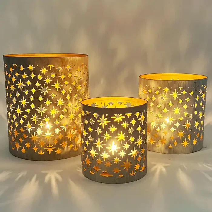 3er Set Orientalisches Garten Windlicht Teelichthalter Hamman Weiss