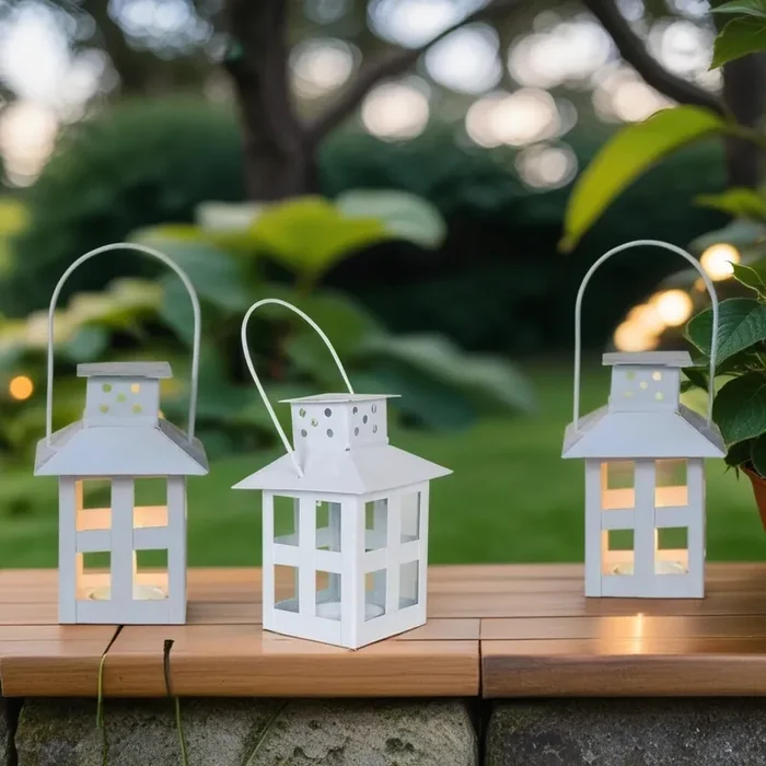 3er Set Skandinavisches Design Mini Laterne Skagen Weiss