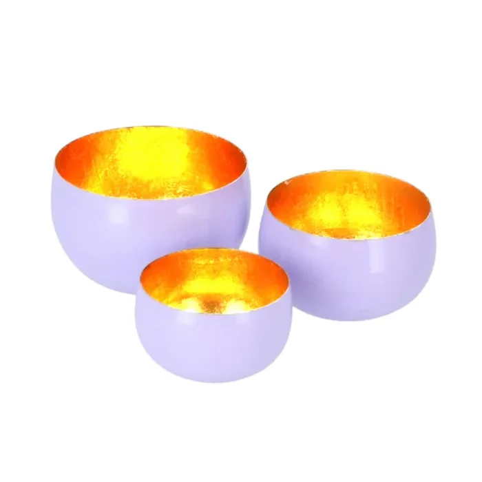 3er Set Teelichthalter Windlichter Deko Modern Marrakech Flieder