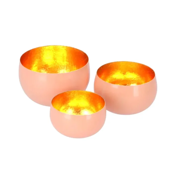 3er Set Teelichthalter Windlichter Deko Modern Marrakech Pfirsich