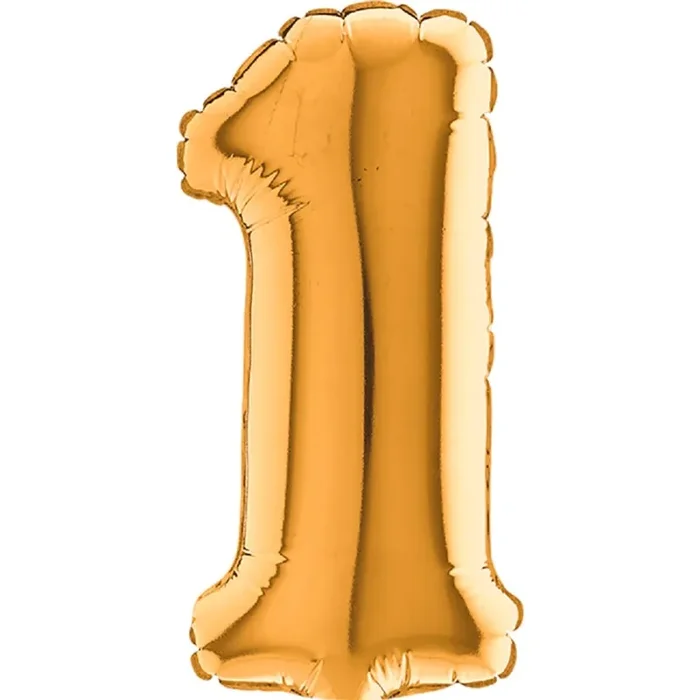 40″ Folienzahl „1“ Glitter Holographic Gold