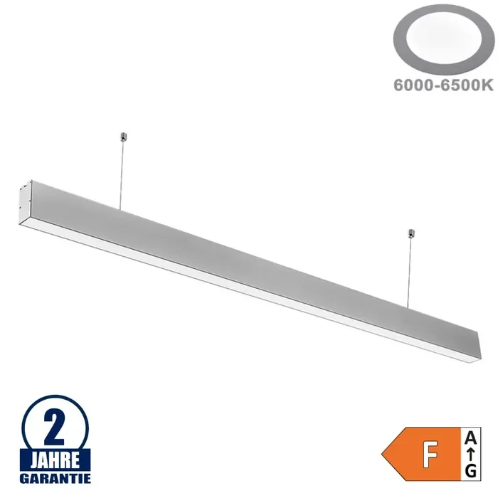 40W LED Linearleuchte mit Abhängung Silber Kaltweiß