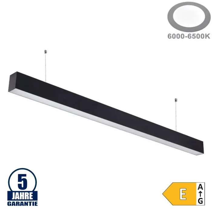 40W LED Linearleuchte Slim Professional mit Abhängung Schwarz Kaltweiß