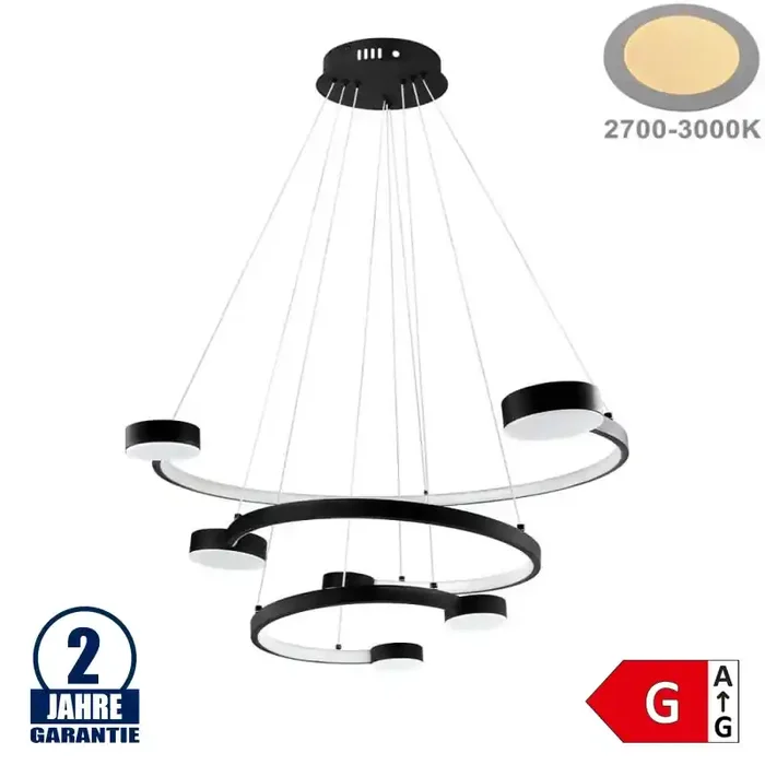 40W LED Pendelleuchte Warmweiß Schwarz 3-fach