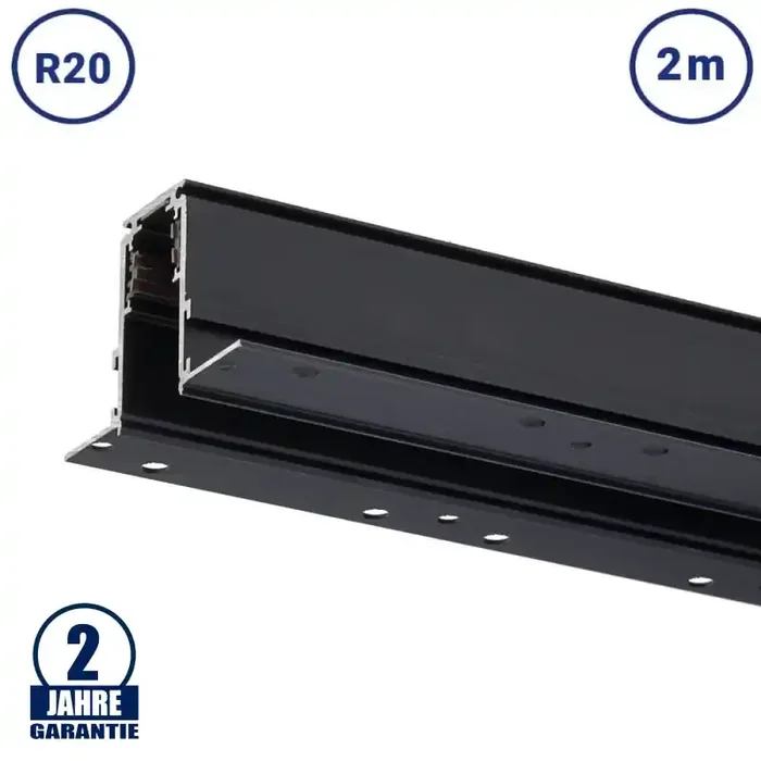 48V Stromschiene R20 Einbau Magnetic Line Schwarz 2m
