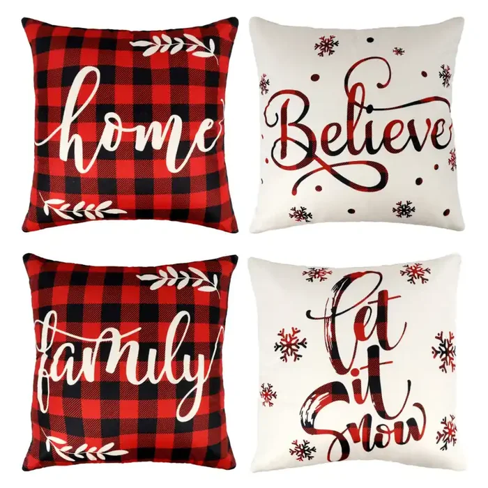 4er Set Weihnachtskissen Kissenbezug -3-