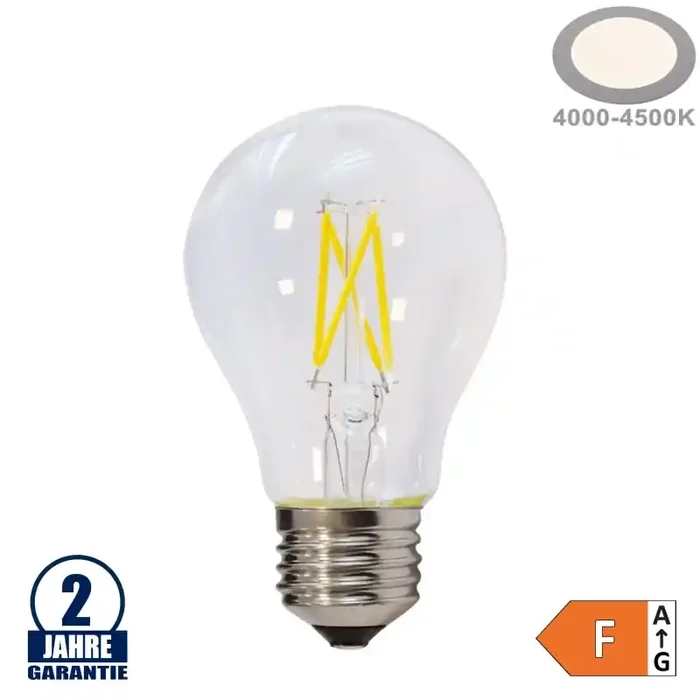 4W LED FILAMENT E27 A60 Birne Glas Neutralweiß