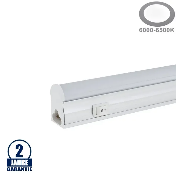 4W LED Röhre Unterschrankleuchte T5 29,8CM, 230V, Matt mit Schalter Kaltweiß