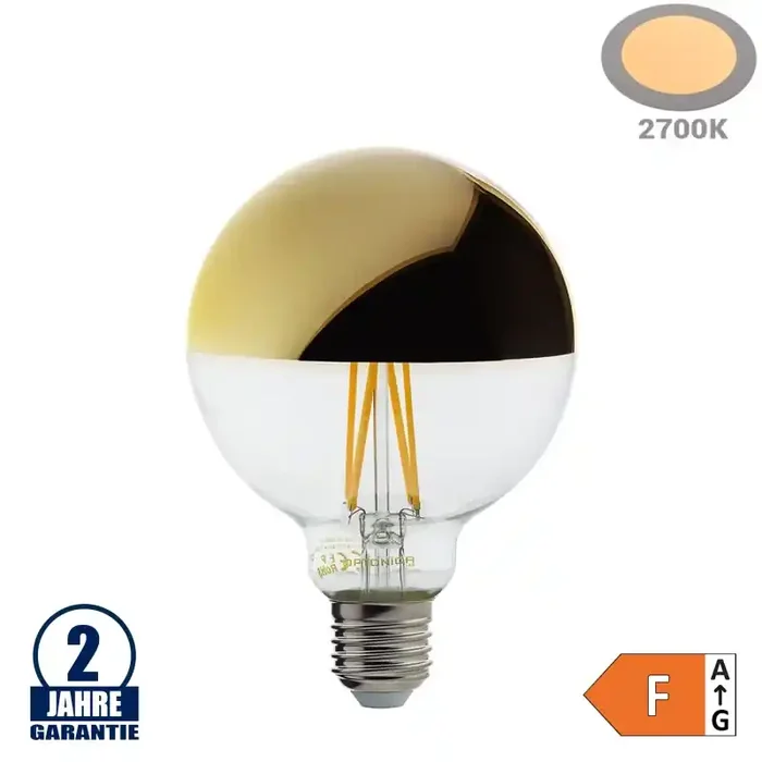 4W LED Spiegelkopf E27 G95 Birne Gold Glas Warmweiß