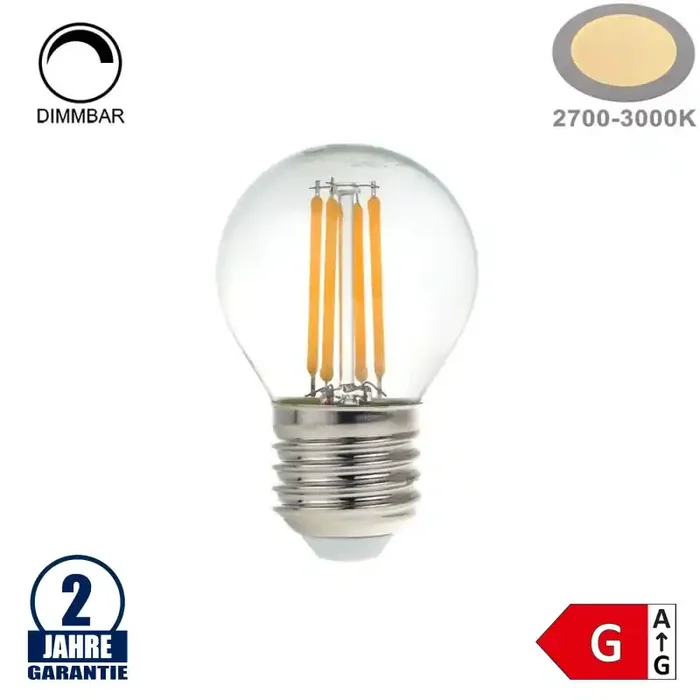 4W LED Vintage E27 G45 Birne Glas Warmweiß Dimmbar