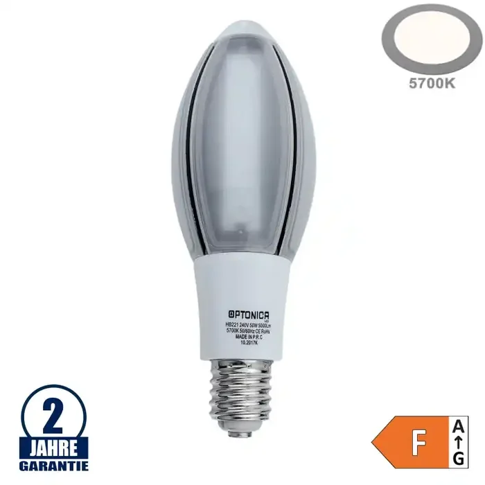 50W LED E40 Kolbenlampe Kunststoff Kaltweiß