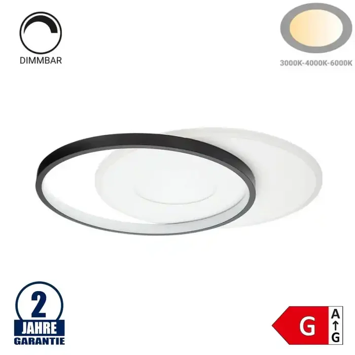 54W LED CCT Deckenleuchte rund Schwarz-Weiß