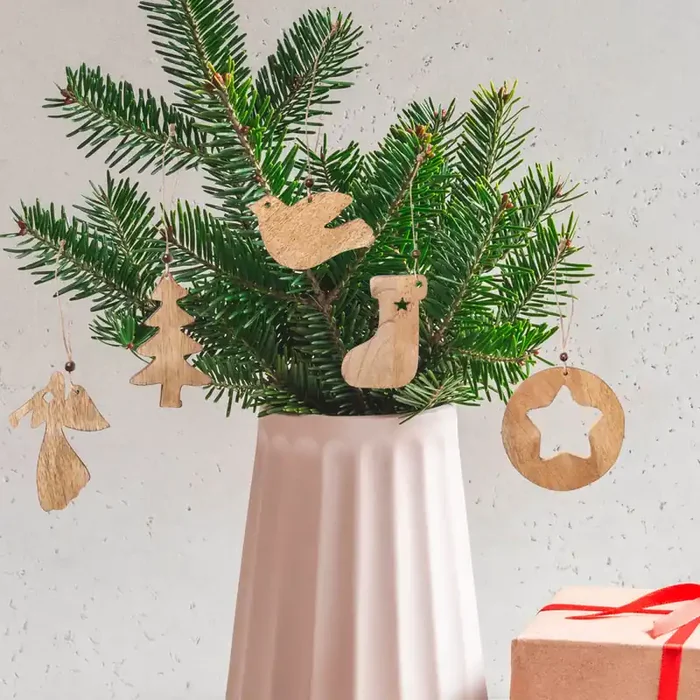 5er Set Weihnachtsanhänger Weihnachtsdeko aus Holz