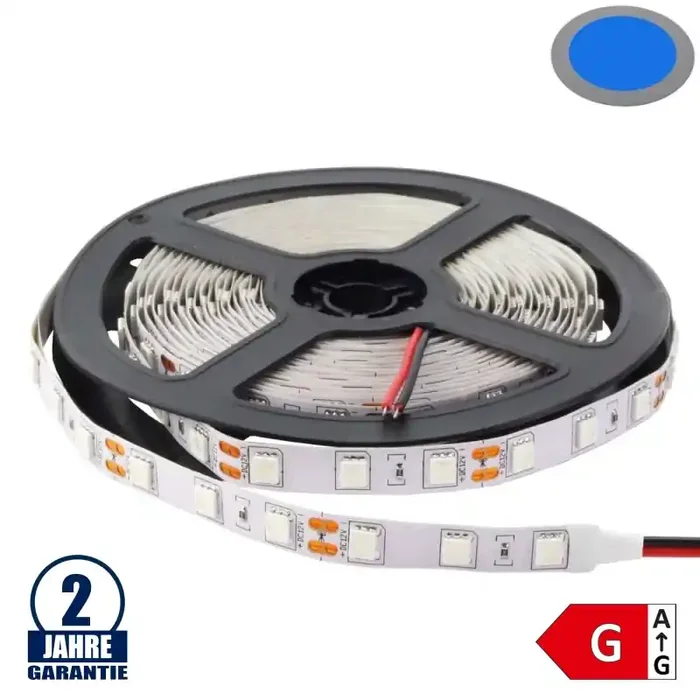 60SMD/m 14,4W/m 12V LED Streifen 5050 Blau 1m