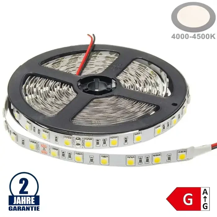 60SMD/m 14,4W/m 24V LED Streifen 5050 Neutralweiß 1m