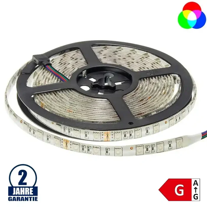 60SMD/m 14,4W/m 24V LED Streifen 5050 RGB Spritzwassergeschützt 1m