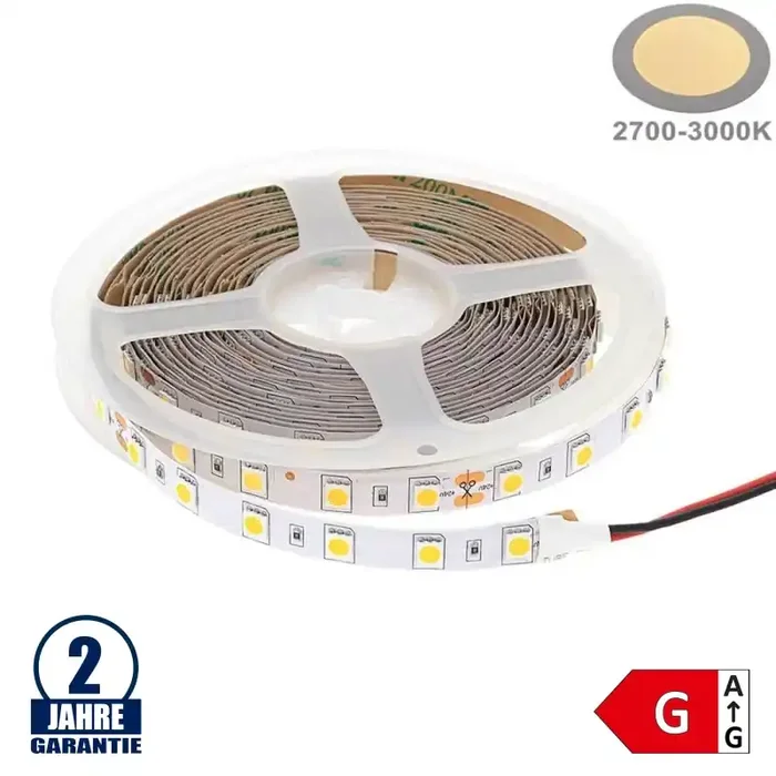 60SMD/m 14,4W/m 24V LED Streifen 5050 Warmweiß 1m