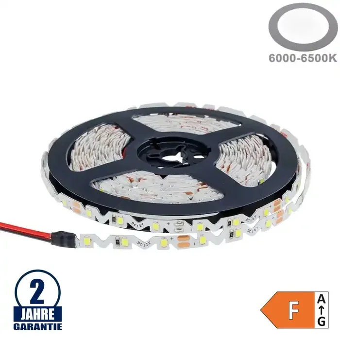 60SMD/m 7,2W/m 12V LED S-Streifen 2835 Kaltweiß Spritzwassergeschützt 1m