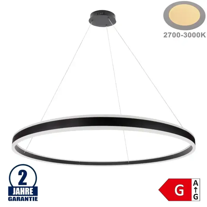 60W LED Pendelleuchte Up and Down Warmweiß Schwarz Ø100cm