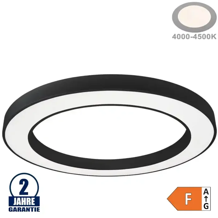 64W LED Deckenleuchte Design Rund Schwarz Neutralweiß