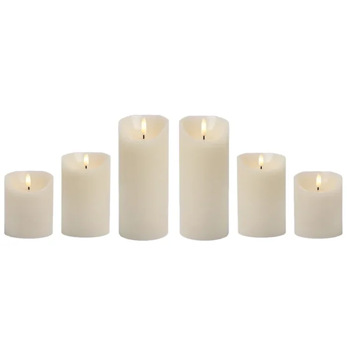 6er Set LED Echtwachs Kerze Stumpenkerze