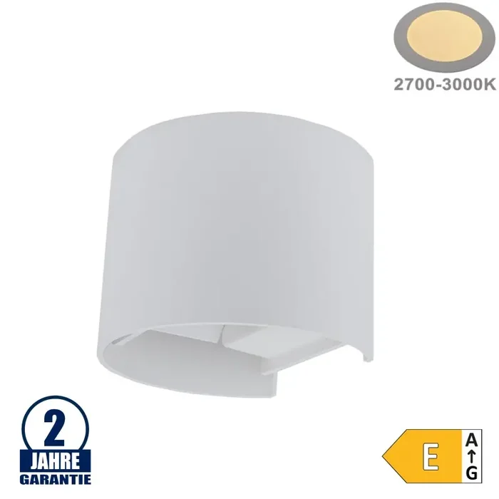 6W LED Wandleuchte Rund Up and Down Weiß IP54 Warmweiß