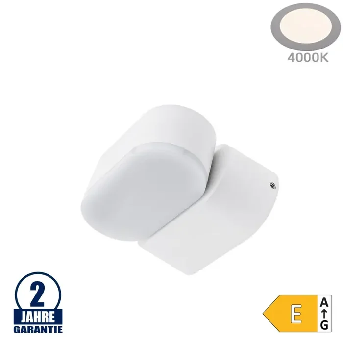 6W LED Wandleuchte Schwenkbar 1-fach Weiß IP54 Neutralweiß