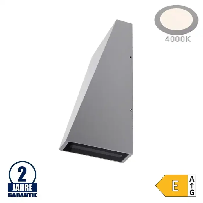 6W LED Wandleuchte Trapez Up and Down Grau IP54 Neutralweiß