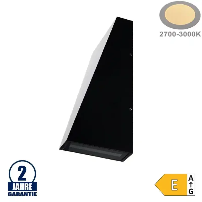 6W LED Wandleuchte Trapez Up and Down Schwarz IP54 Warmweiß