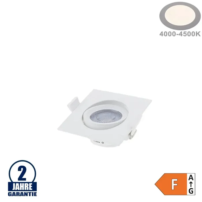 7W LED SMD Einbauleuchte Quadratisch Schwenkbar Weiß Neutralweiß
