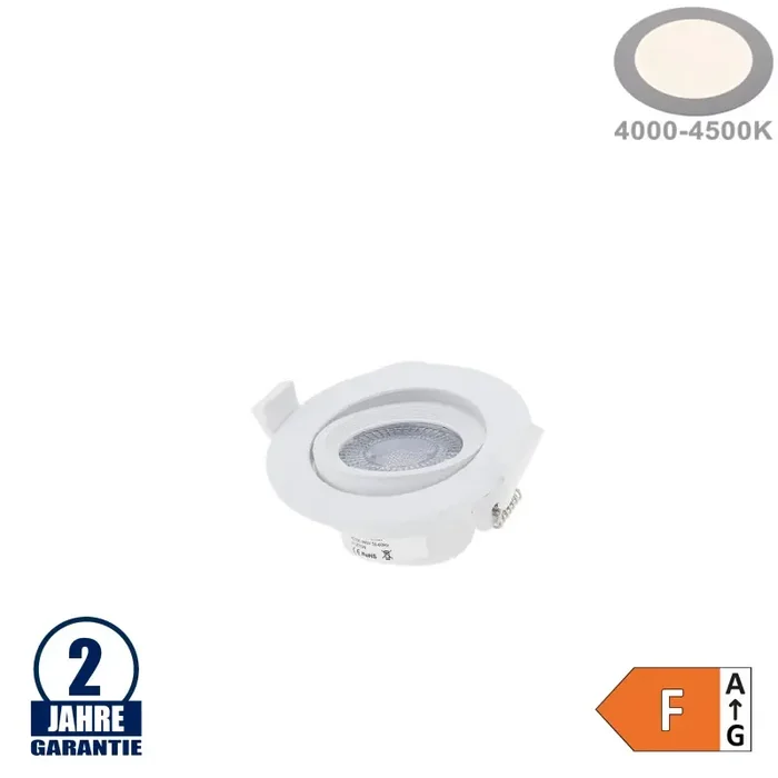 7W LED SMD Einbauleuchte Rund Schwenkbar Weiß Neutralweiß