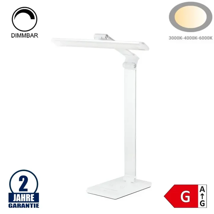 7W LED Tischleuchte CCT mit Wireless Charging für Smartphones Weiß