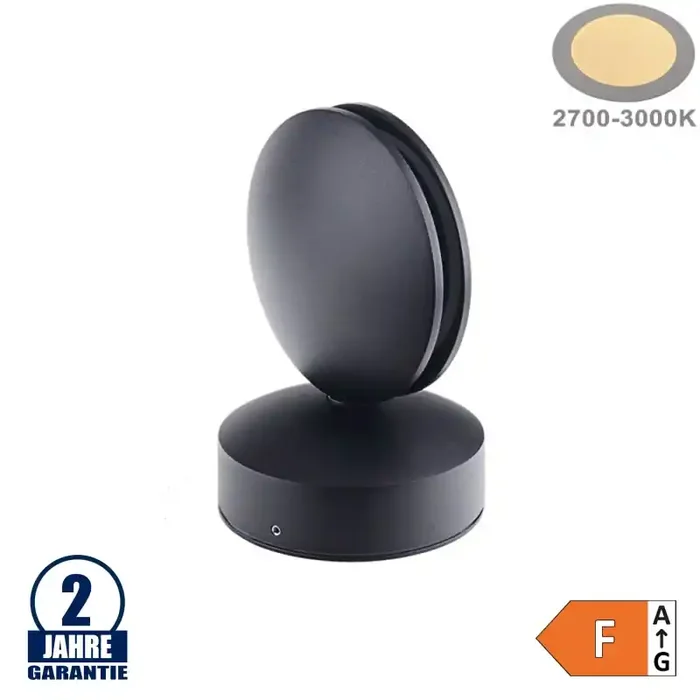 7W LED Wandleuchte für Tür/ Fensterbögen Schwarz IP54 Warmweiß