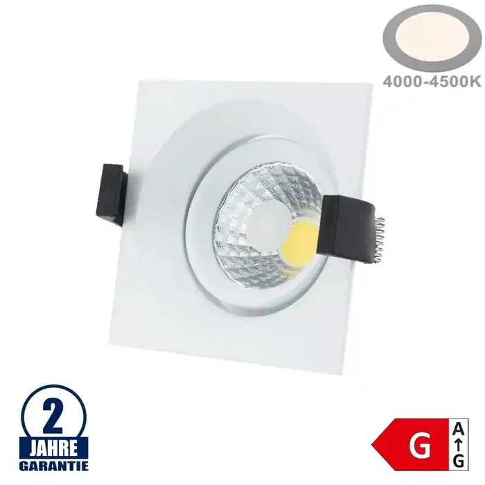 8W LED COB Einbauleuchte Quadratisch Schwenkbar Neutralweiß
