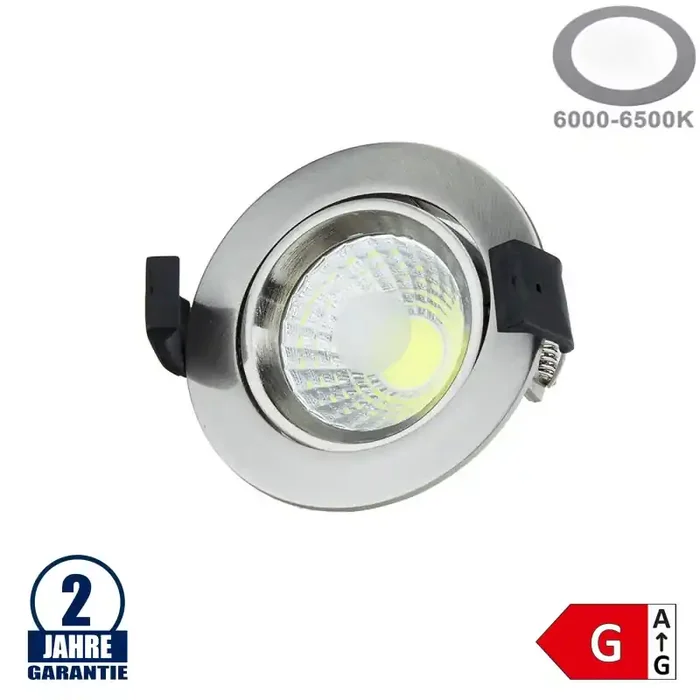 8W LED COB Einbauleuchte Rund Schwenkbar Kaltweiß Inox