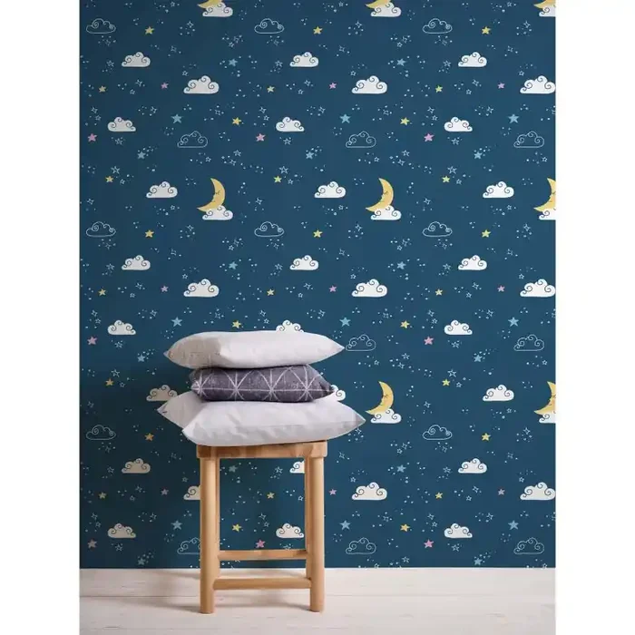 A.S. Création Kinderzimmertapete Little Love Vliestapete Nachthimmel blau, weiß, gelb, rosa