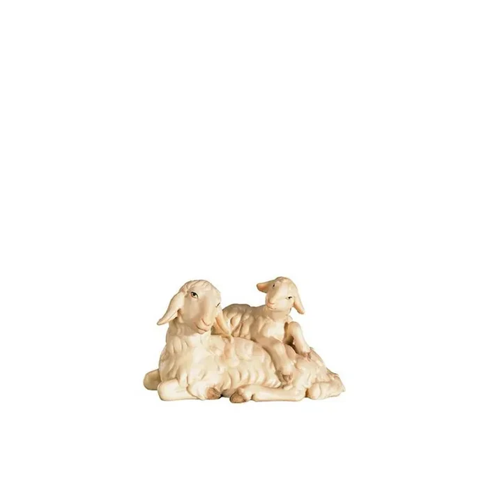 A-Schaf liegend mit Lamm am Rücken