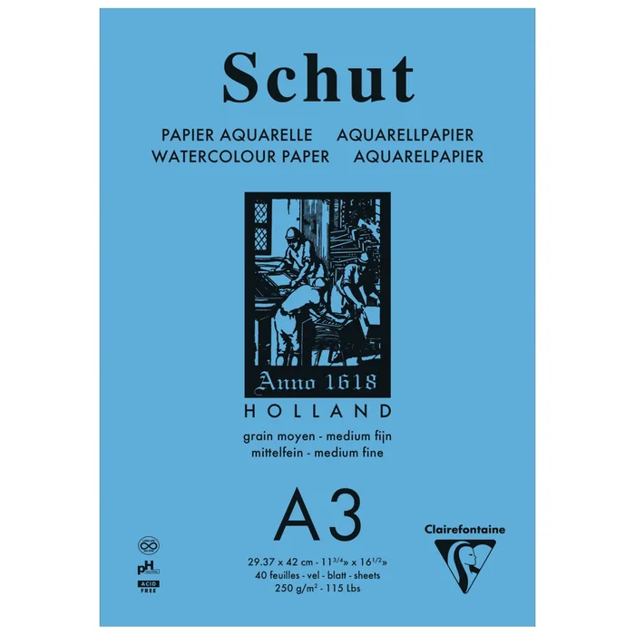 A3 Aquarellpapier Block mit 40 gebundenen Blättern Clairefontaine [Größe 42×59,4 cm]