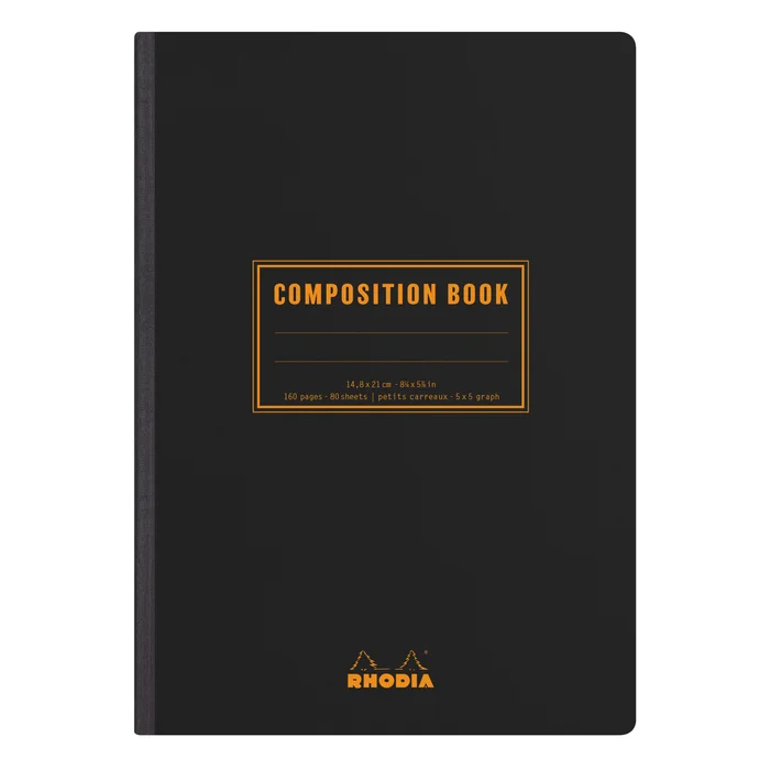 A5 Heft ohne Mikroperforation 160 Seiten karierte Blätter Rhodia Classic Composition [Größe 14,8×21 cm]