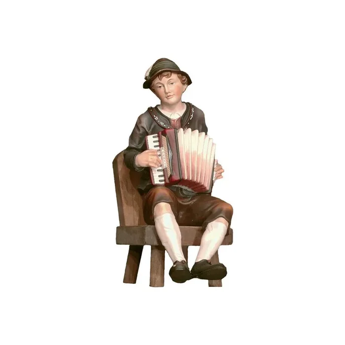 Accordion player seated and chair