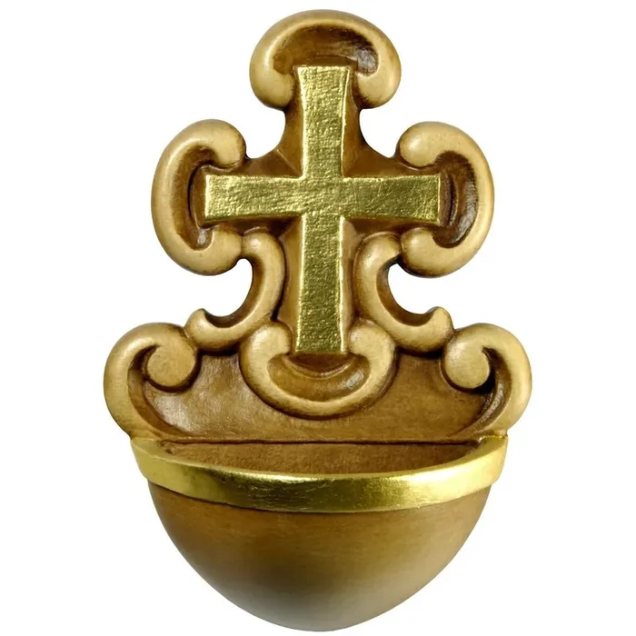 Acquasantiera con croce barocco