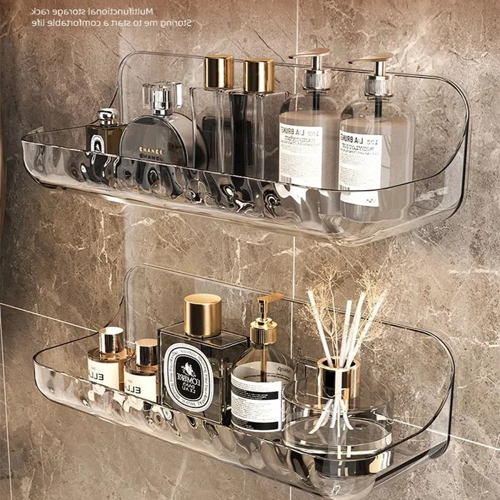 Acryl Badezimmerregal | Wandmontierter Duschorganizer ohne Bohren