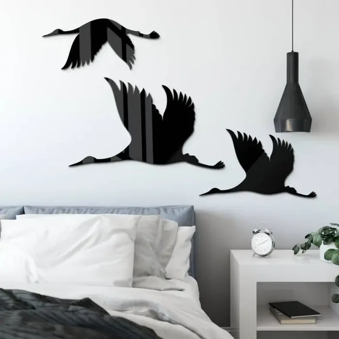Acryldeko Kraniche – Vogelschwarm 01