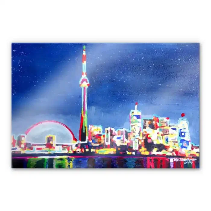 Acrylglasbild Bleichner – Toronto im Neonschimmer