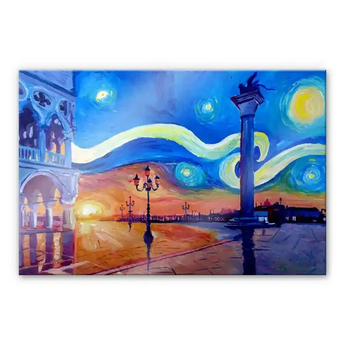 Acrylglasbild Bleichner – Venedig bei Nacht