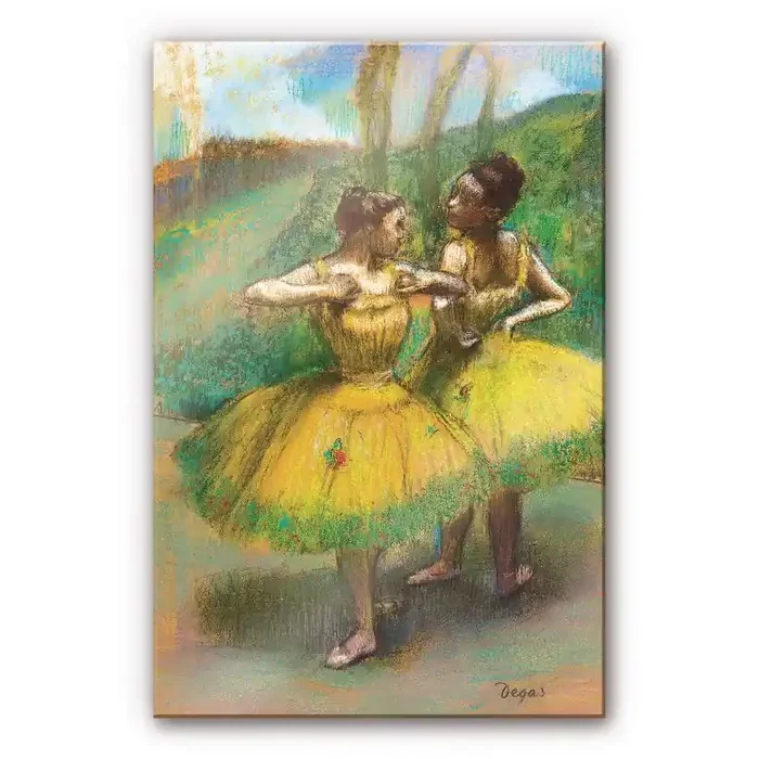 Acrylglasbild Degas – Zwei Tänzerinnen in gelb