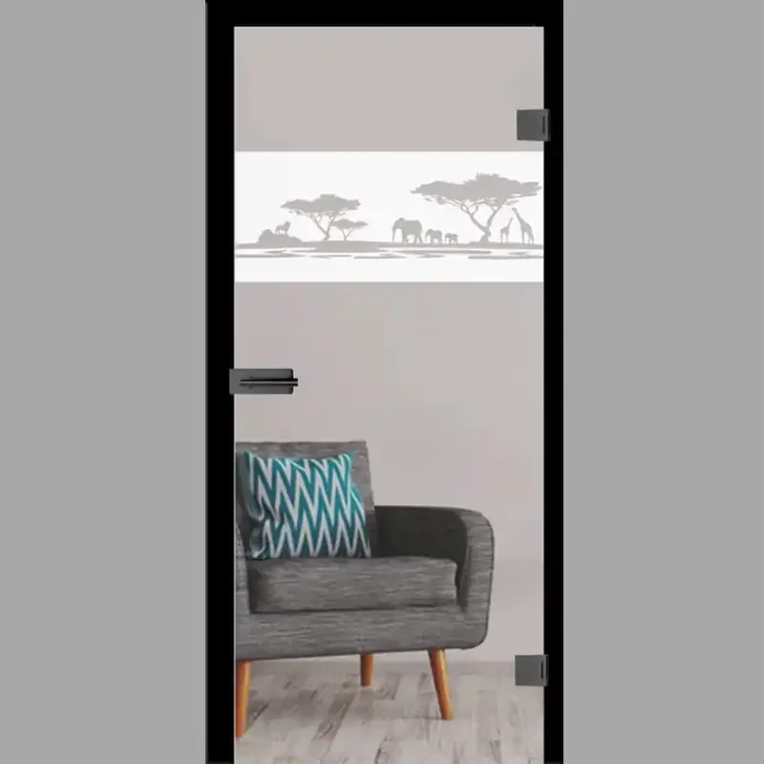 Africa Motiv matt Glastür – Ganzglastür / Komplettset mit Zarge von Erkelenz