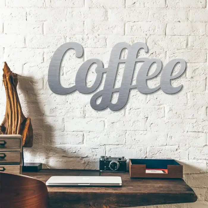 Alu-Dibond Buchstaben – Silbereffekt – Coffee