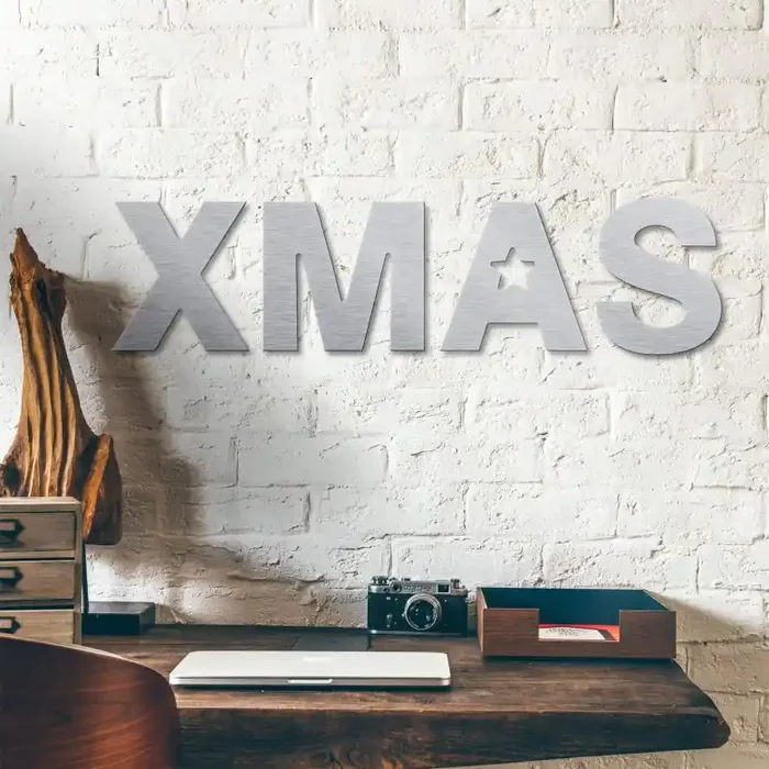 Alu-Dibond Buchstaben – Silbereffekt – XMAS