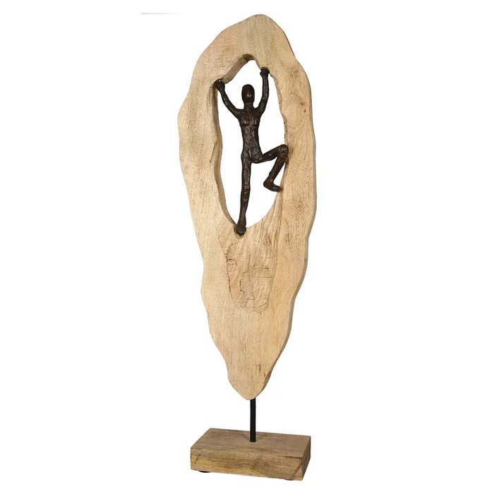 Aluminium/Holz Skulptur „Mountainclimber“ H.64cm
